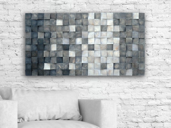 3D wood wall art, mosaic wall hanging, wood block wall art,