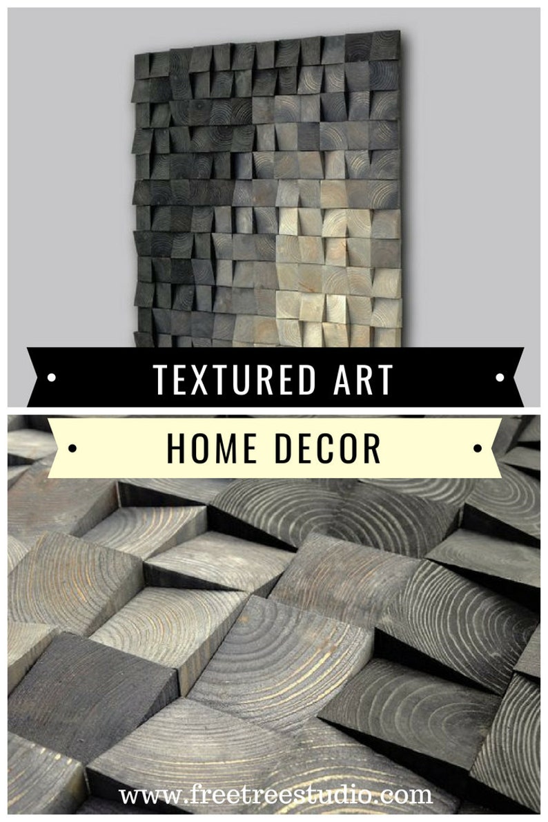 Square wood wall art decor nature wall hanging textured art Etsy