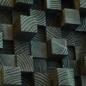black wooden sound diffuser, wood wall panel, black wood sound  diffuser, wooden hanging scalpture