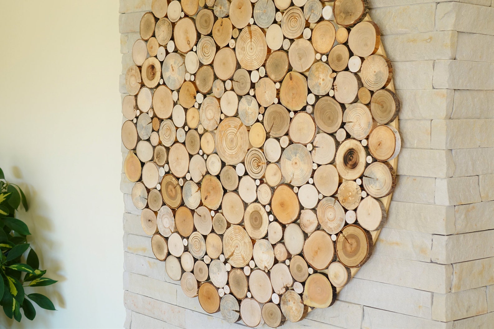 Tree Slices Wall Art, Round Wall Hanging Decoration, Wooden Wall Art