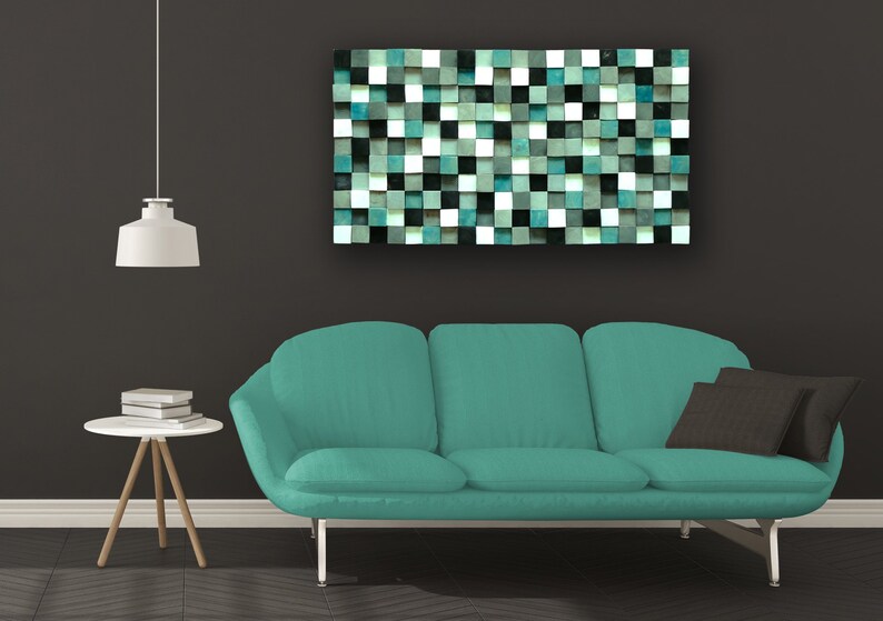 Modern Wood Wall Art Home Decoration Mosaic Wall Hanging Etsy