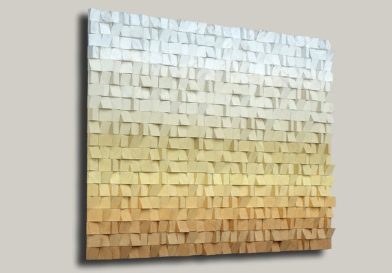 large wall art, ombre wooden wall art, 3D mosaic, wood wall art, yellow wall art, rustic, wood wall decor, green ombre wall panel