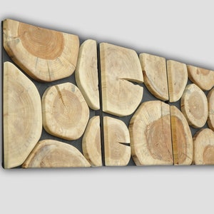 Set of 3 wood slice wall panels, wooden slabs wall art large, tree trunk wall hanging, tree stump wall art, log slice wall decor, triptych