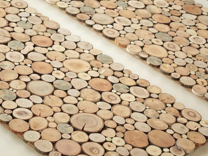 Wooden Wall Art a Set of 2, Tree Rounds Decor, Tree Slice Wall Board