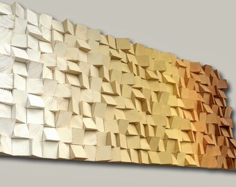Boho Wood Wall Art — 3D Ombre Mosaic, Brown to Yellow Gradient GB