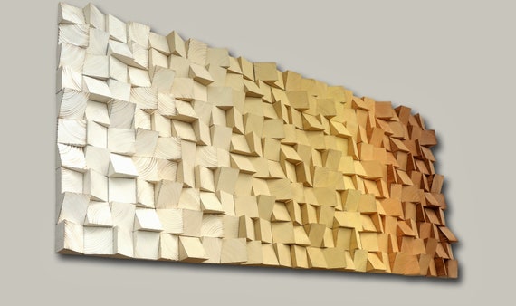 brown yellow sandy gradient wood wall art , large ombre wooden wall art, 3D mosaic, wood wall panel, yellow wall art, wood wall decor