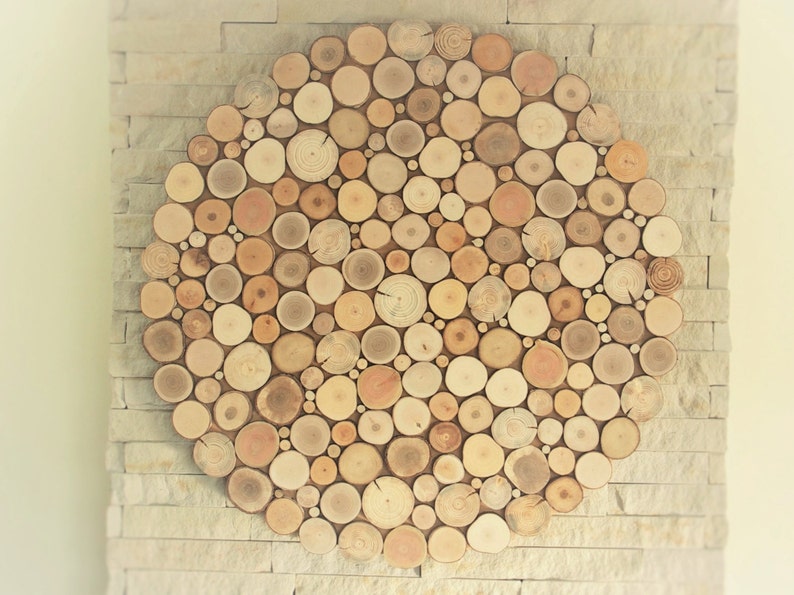 Tree slices wall art round wall hanging decoration wooden Etsy