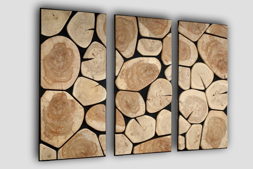 3D Wood Wall Art Large, Wooden Slabs Wall Art, Wood Wall Art, Textured