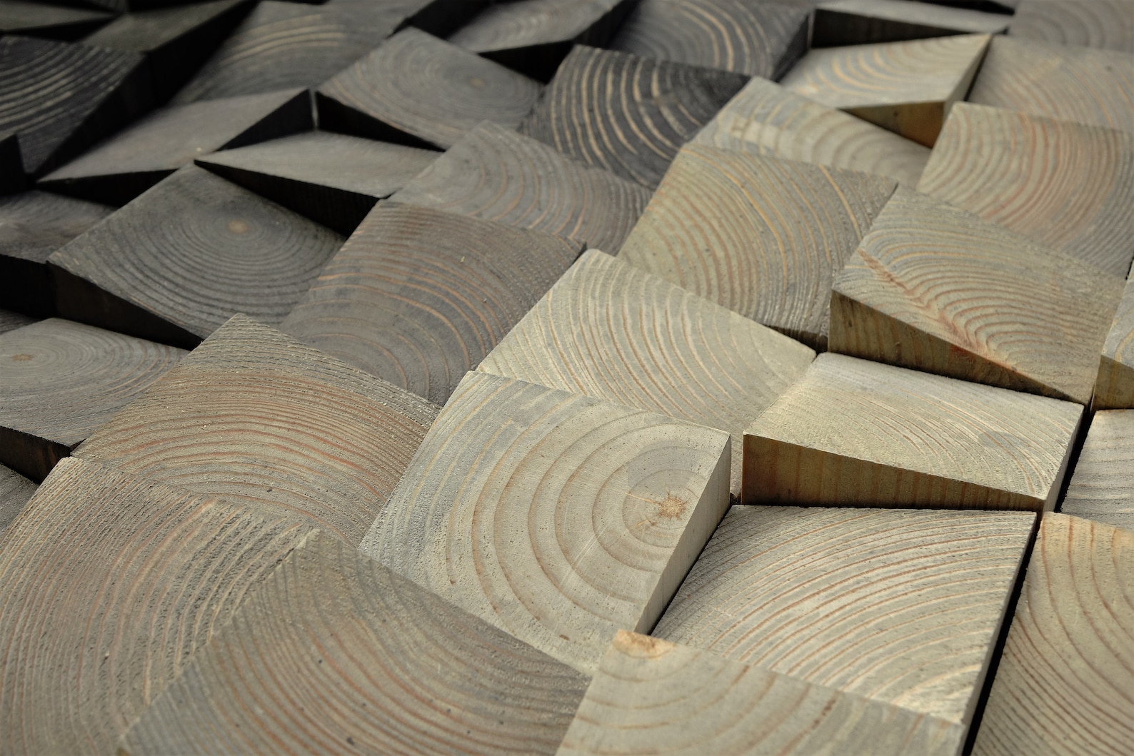 Raw Wood Look Silver Finish Square Wall Art Medium
