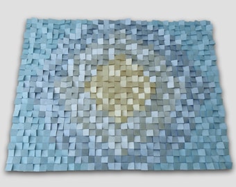 3D Wood Wall Art: Coastal Decor, Metallic Blue & Gold (60x45 inches)