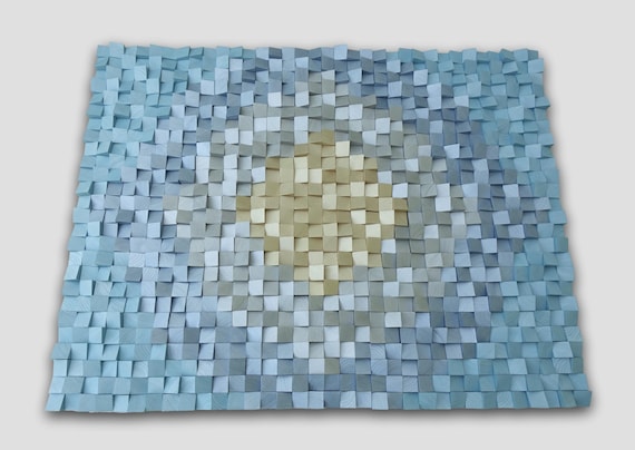 3D wall art in silver, gold, two shades of metallic blue, modern wall hanging, nautical home decor, art for coastal rooms, sea, beach, blue