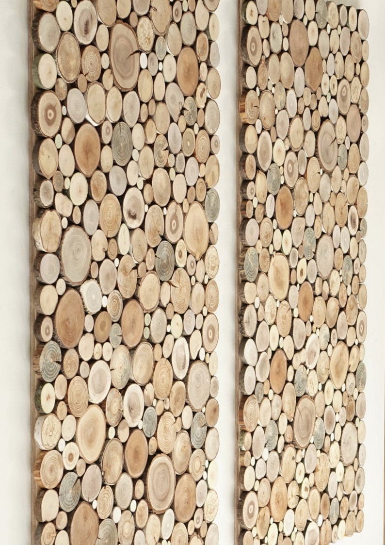Wooden Wall Art a Set of 2, Tree Rounds Decor, Tree Slice Wall Board