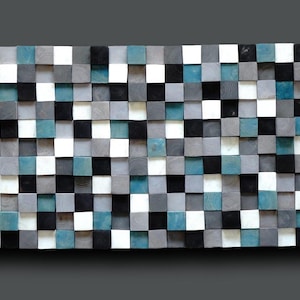 Modern Wood Wall Art Home Decoration, Mosaic Wall Hanging, Rustic Wood, Wall Hanging Decor, 3D Wall Art with Assorted Color Shades