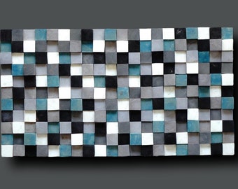 Mosaic Wood Wall Art: 3D Rustic Home Decor