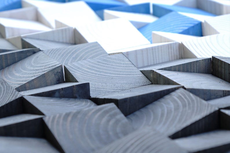 Large Wall Sculpture Mosaic Art Geometric Wood Wall Art Etsy