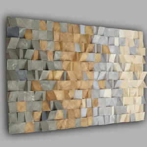 earth tone wall art, smoky gray, sand, grayish brown, textured wood wall art, 3D wood wall decor grey brown, modern wall art for living room