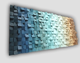 Ombre Wood Wall Art: 3D Mosaic Sculpture, Modern Abstract Decor