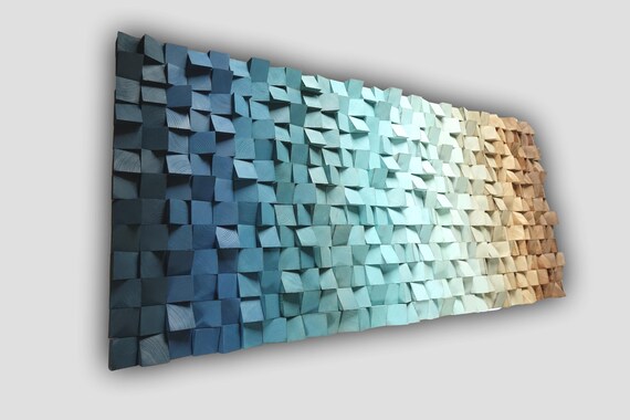 ombre wooden wall art, 3D mosaic gradiant sculpture,, modern abstract wood wall art, wood wall art, wood wall art, rustic, wood wall decor