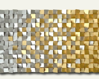 Modern gold and silver wall decor,  3d wood wall art, textured wooden wall hanging