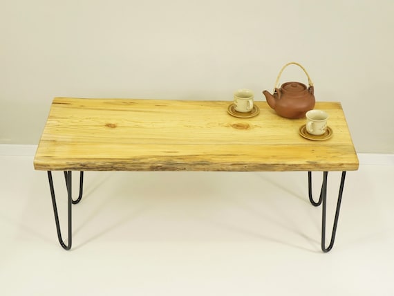 live edge coffee table, reclaimed wood table, dining bench hairpin coffee table, slab coffee table, sofa table, Table Bench