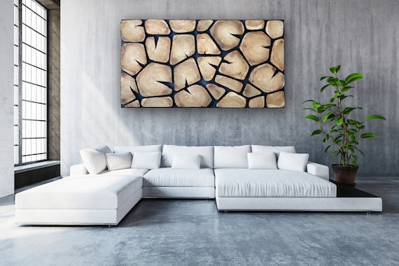 burnt wood wall art large, charred wood Wall Hanging, burned tree slabs wall panel for home and office, mosaic wooden wall panel UK