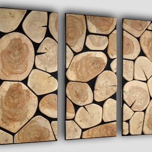 3D wood wall art large, wooden slabs wall art, Textured Wooden Wall Art, Tree Trunk Wall Decor, Live Edge Wall Art, Log Slice Wall Panel