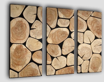 Aspen Wood Slice Wall Art: Live Edge Tree Trunk Triptych