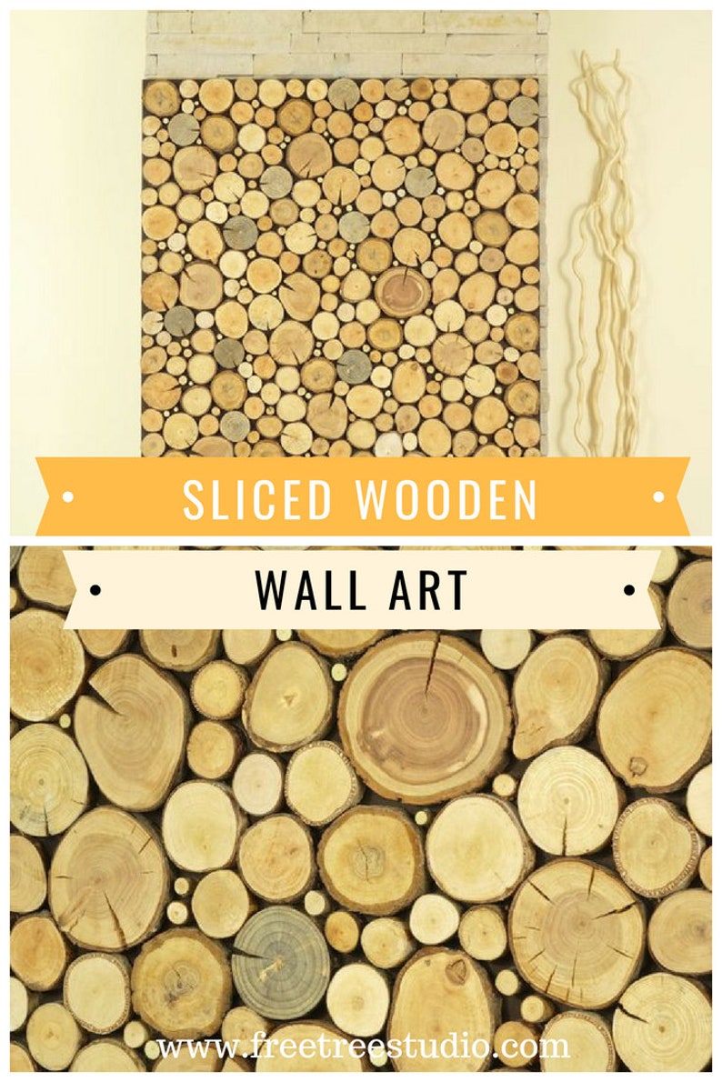 Modern wall art tree slices wall panel sliced wood art Etsy