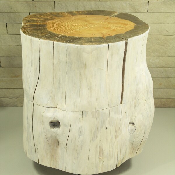 White Tree Stump Table, stump side table, scandinavian style Stump on Casters, baumstamm tisch, ceppo di legno