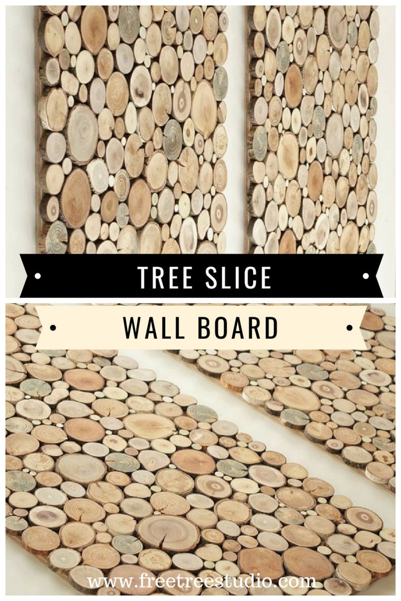 Wooden Wall Art a Set of 2, Tree Rounds Decor, Tree Slice Wall Board