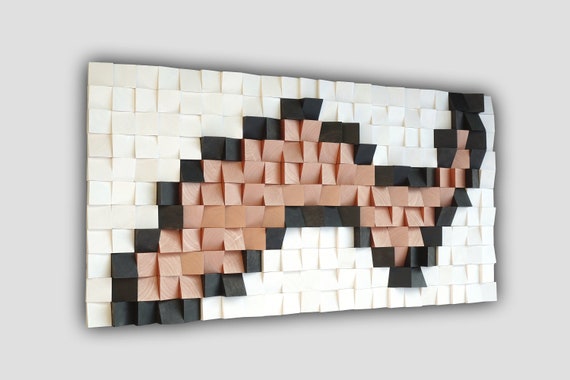 Metallic copper black white wood wall art, geometric wall mosaic, ready to ship wall decor, mosaic wall hanging, abstract wooden wall decor