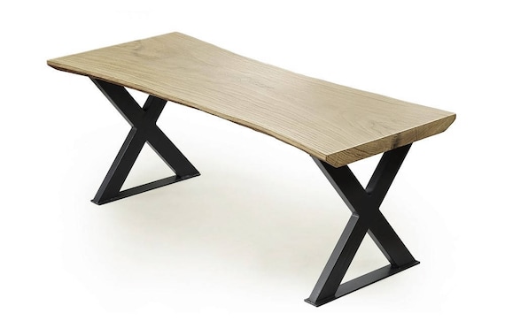 raw edge coffee table UK, light oak slab table