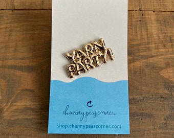 Yarn Party (Bubble Letters) Gold Enamel Pin
