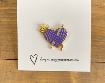 Purple Queen of Yarn Crohet Hard Enamel Pin