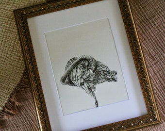 Flamingo Drawing Art Print | Exquisite Pen Drawing | Wall Decor | Flamingo Wall Art | Tropical Art