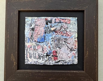 RESERVED>>>>>>>>>>>>>>>>>>Handmade metal enamel abstract framed Artwork painterly Josephinebeads