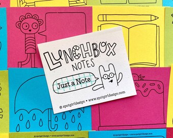 Just A Note Lunchbox Notes (Set of 24) // Kids Lunch Box Cards // Doodle Note Sheets