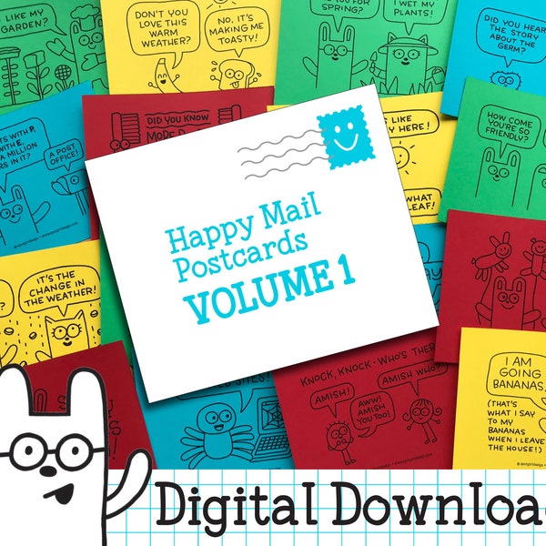 Happy Mail Printable Postcards Volume 1 - Digital Download