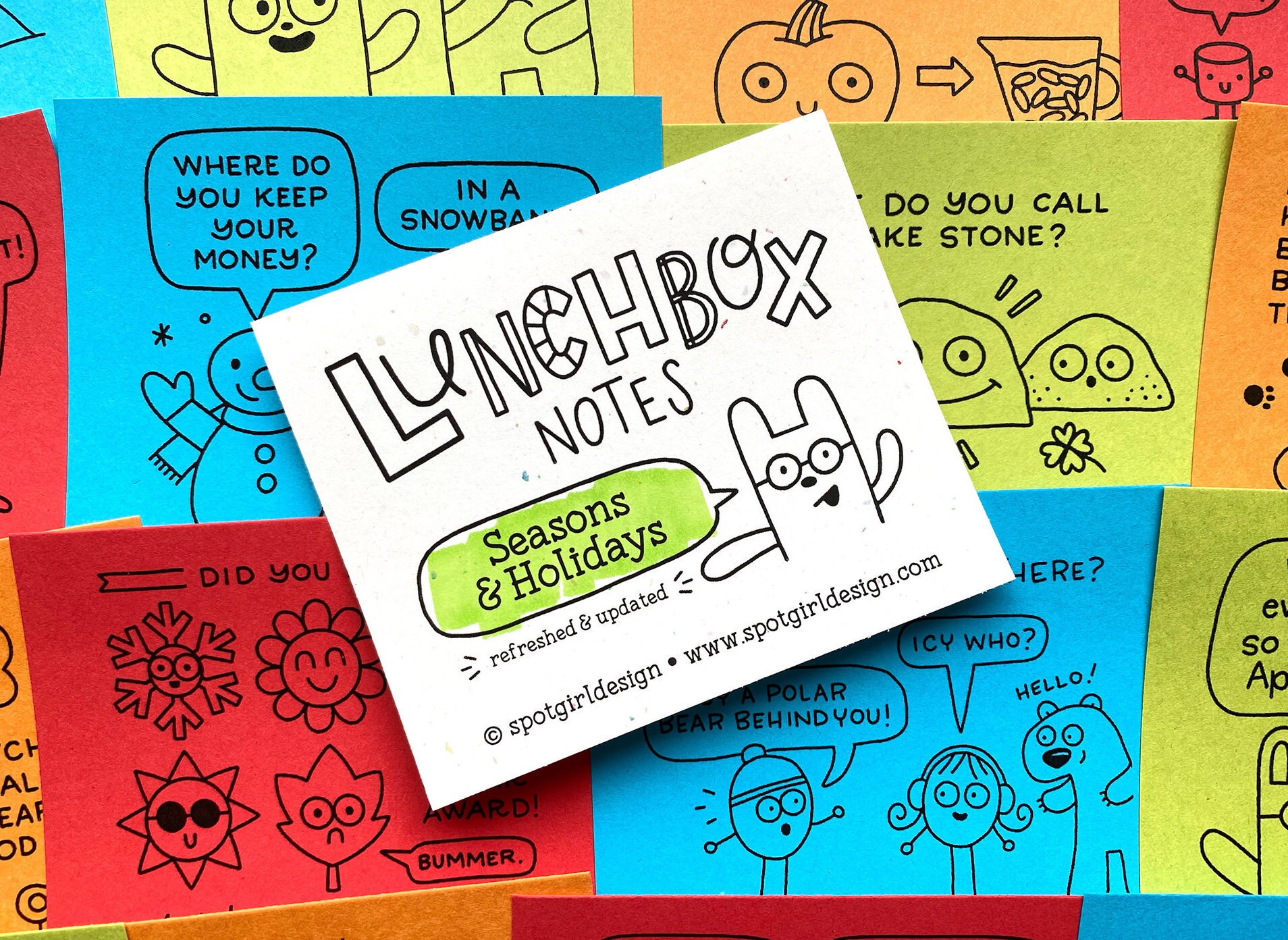 Seasons & Holidays Lunch Box Notes set of 24 // Kids Lunch - Etsy