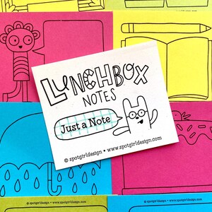 Just A Note Lunchbox Notes (Set of 24) // Kids Lunch Box Cards // Doodle Note Sheets