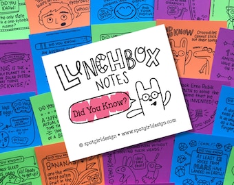 Did You Know? Lunchbox Notes (Set of 24) // Kids Lunch Box Cards // Silly Drawings and Jokes