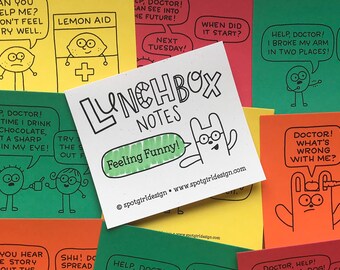 Feeling Funny Lunchbox Notes (Set of 24) // Kids Lunch Box Cards // Silly Drawings and Jokes