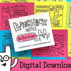 Did You Know? Printable Lunchbox Notes: Fun Facts & Drawings (Digital Download)