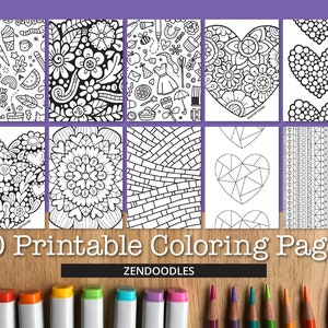 Zendoodle Printable Coloring Pages (10 pages)