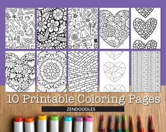 Zendoodle Printable Coloring Pages (10 pages)