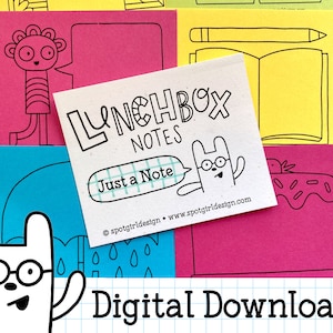 Just A Note Printable Lunchbox Notes (Set of 24) // Digital Download // Kids Lunch Box Cards // Doodle Note Sheets