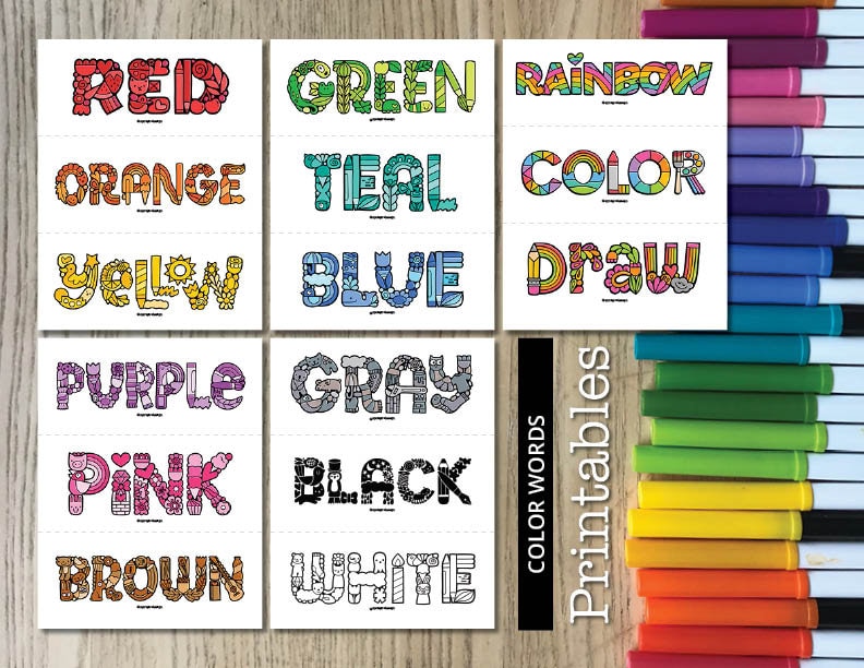 Color Words Full Color Printable Signs - Etsy color-words-full-color-printable-signs-etsy