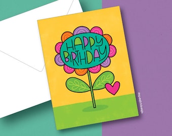HBD Flower Birthday Greeting Card