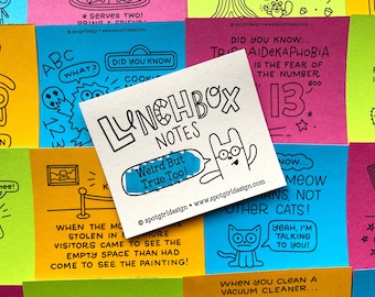 Weird But True Too Lunchbox Notes (Set of 24) // Kids Lunch Box Cards // Silly Drawings and Jokes