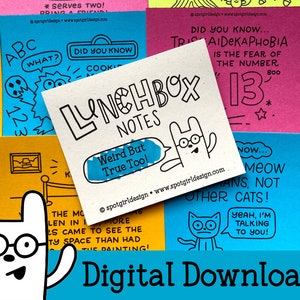 Notes de boîte à lunch imprimables bizarres mais vraies trop (ensemble de 24) // Téléchargement numérique // Cartes de boîte à lunch pour enfants // Dessins et blagues stupides